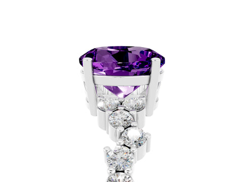 White gold Round Cut Diamond Cluster Pavé Band with Four-Prong Setting_5