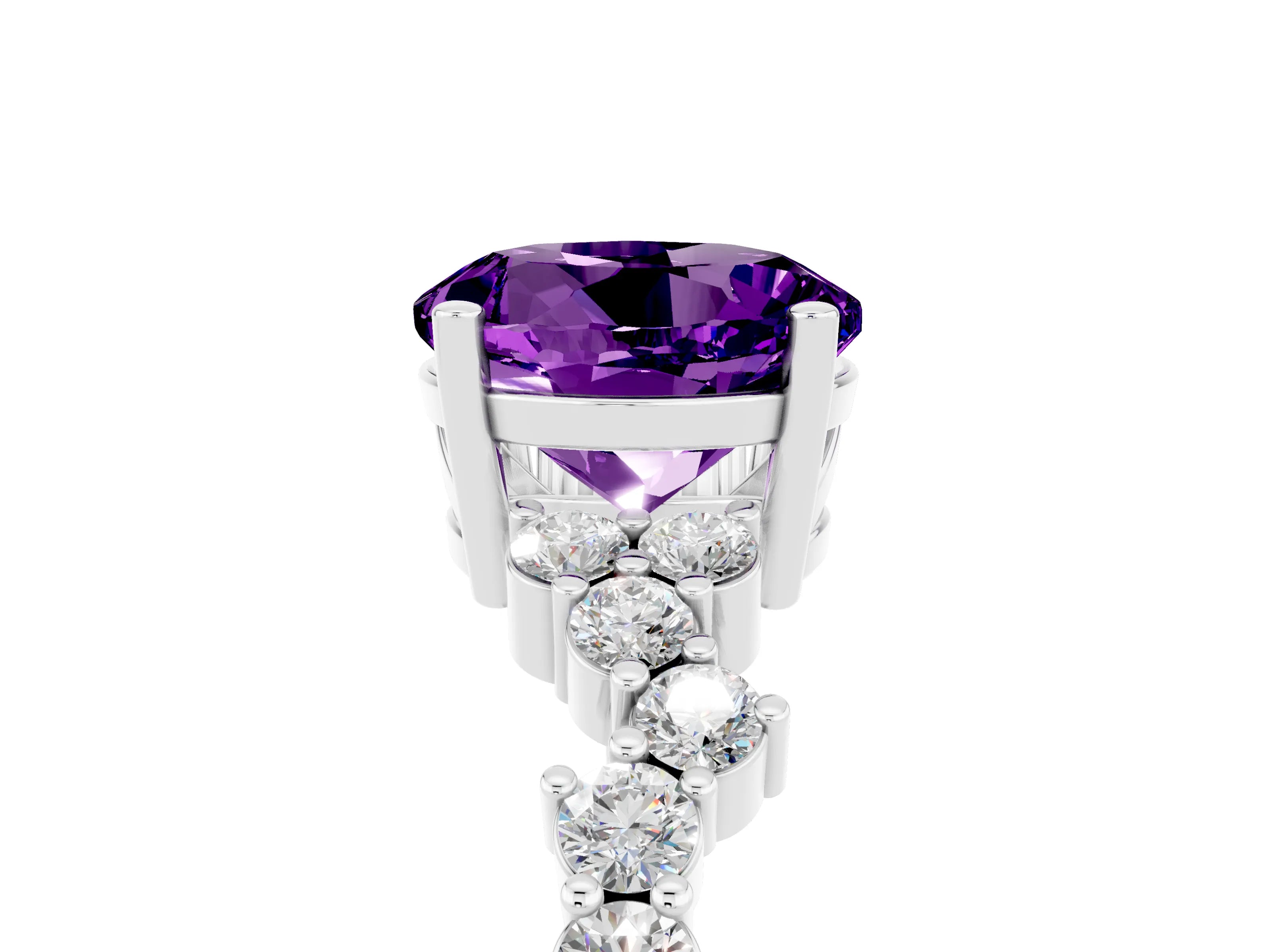 White gold Round Cut Diamond Cluster Pavé Band with Four-Prong Setting_5
