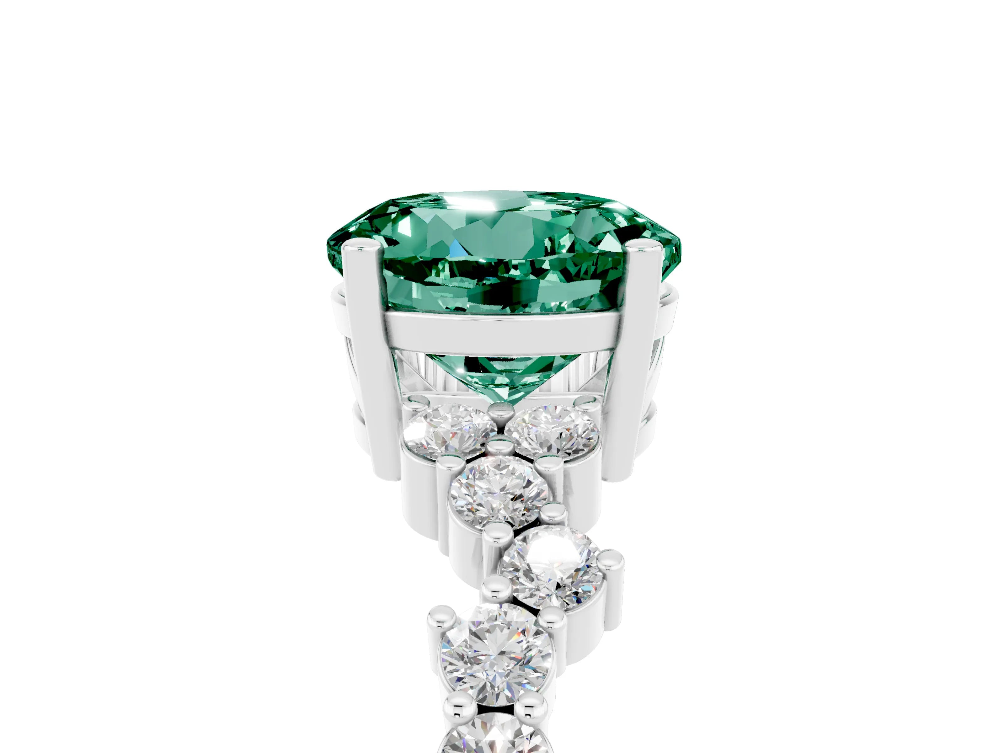 White gold Round Cut Diamond Cluster Pavé Band with Four-Prong Setting_5