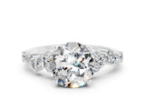 White gold Round Cut Diamond Cluster Pavé Band with Four-Prong Setting