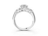 White gold Round Cut Diamond Cluster Ring with Round Accent Stones and Prong Setting on a Classic Band_82
