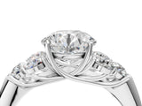 White gold Round Cut Diamond Cluster Ring with Round Accent Stones and Prong Setting on a Classic Band_83