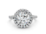 White gold Round Cut Diamond Cushion Halo Ring with Pavé Band_185
