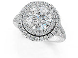 White gold Round Cut Diamond Double Halo Ring with Pavé Band and Prong Setting_179