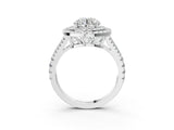 White gold Round Cut Diamond Double Halo Ring with Pavé Band and Prong Setting_181