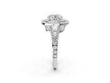 White gold Round Cut Diamond Double Halo Ring with Pavé Band and Prong Setting_181
