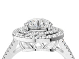 White gold Round Cut Diamond Double Halo Ring with Pavé Band and Prong Setting_184