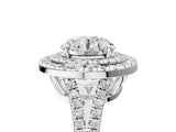 White gold Round Cut Diamond Double Halo Ring with Pavé Band and Prong Setting_185