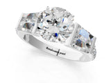 White gold Round Cut Diamond Engagement Ring with Baguette Side Stones and Channel Set Band_41