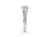 White gold Round Cut Diamond Engagement Ring with Baguette Side Stones and Channel Set Band_42
