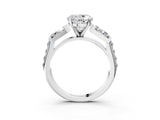 White gold Round Cut Diamond Engagement Ring with Baguette Side Stones and Channel Set Band_43