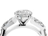 White gold Round Cut Diamond Engagement Ring with Baguette Side Stones and Channel Set Band_44