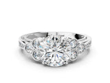 White gold Round Cut Diamond Engagement Ring with Bezel Set Round Side Stones and Prong Setting_67