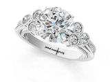 White gold Round Cut Diamond Engagement Ring with Bezel Set Round Side Stones and Prong Setting_68