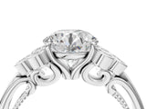 White gold Round Cut Diamond Engagement Ring with Bezel Set Round Side Stones and Prong Setting_69