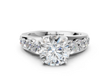 White gold Round Cut Diamond Engagement Ring with Pavé Band and Four-Prong Setting_41