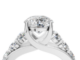 White gold Round Cut Diamond Engagement Ring with Pavé Band and Four-Prong Setting_48