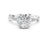 White gold Round Cut Diamond Engagement Ring with Side Stone Accents and Four-Prong Setting_32