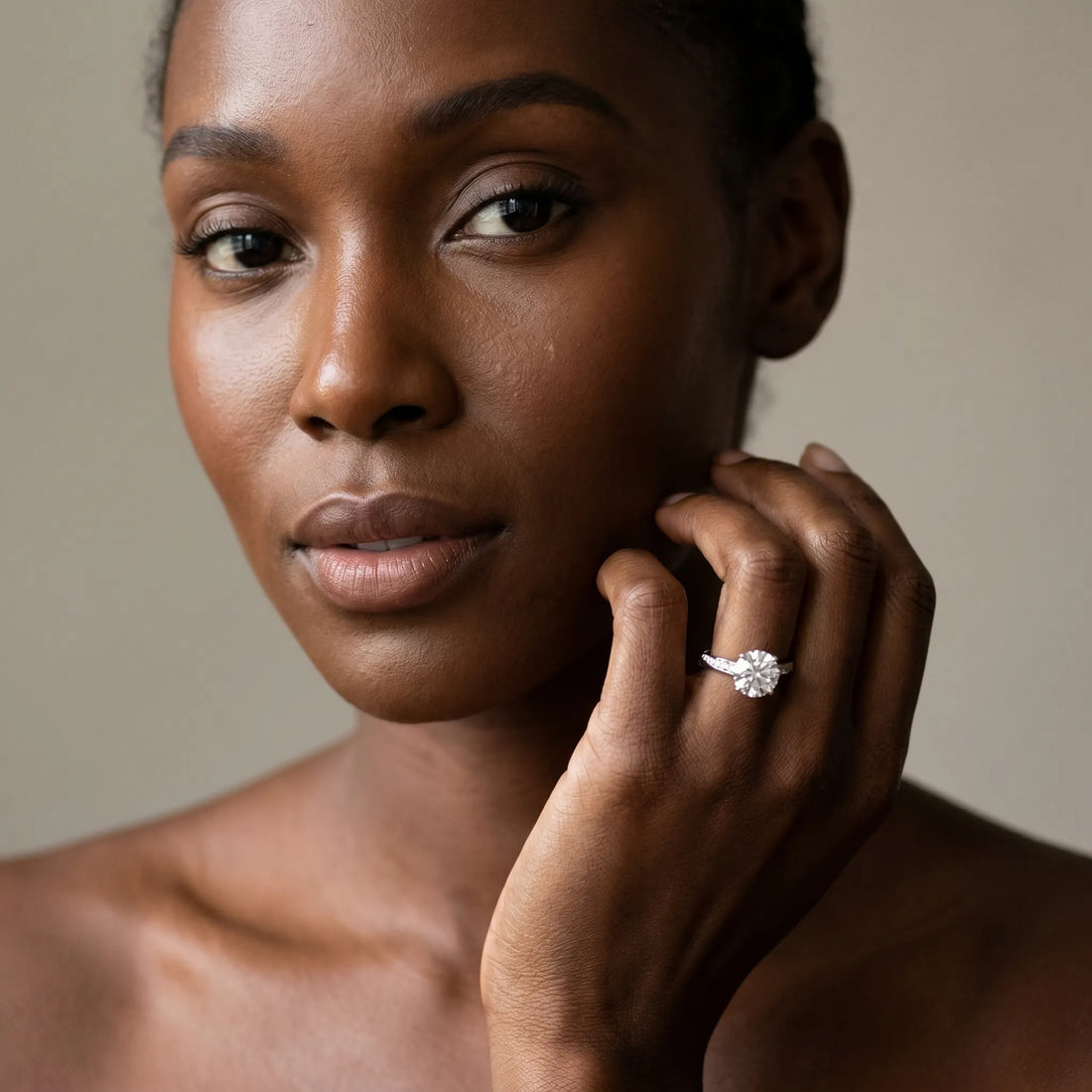 White gold Round Cut Diamond Engagement Ring with Side Stone Accents and Four-Prong Setting_50