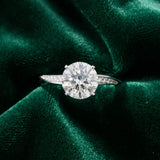 White gold Round Cut Diamond Engagement Ring with Side Stone Accents and Four-Prong Setting_52