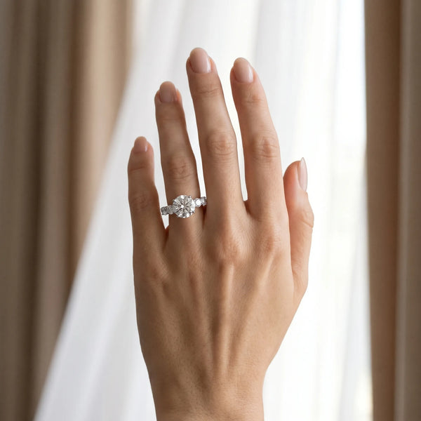 White gold Round Cut Diamond Five-Stone Prong Set White Gold Ring