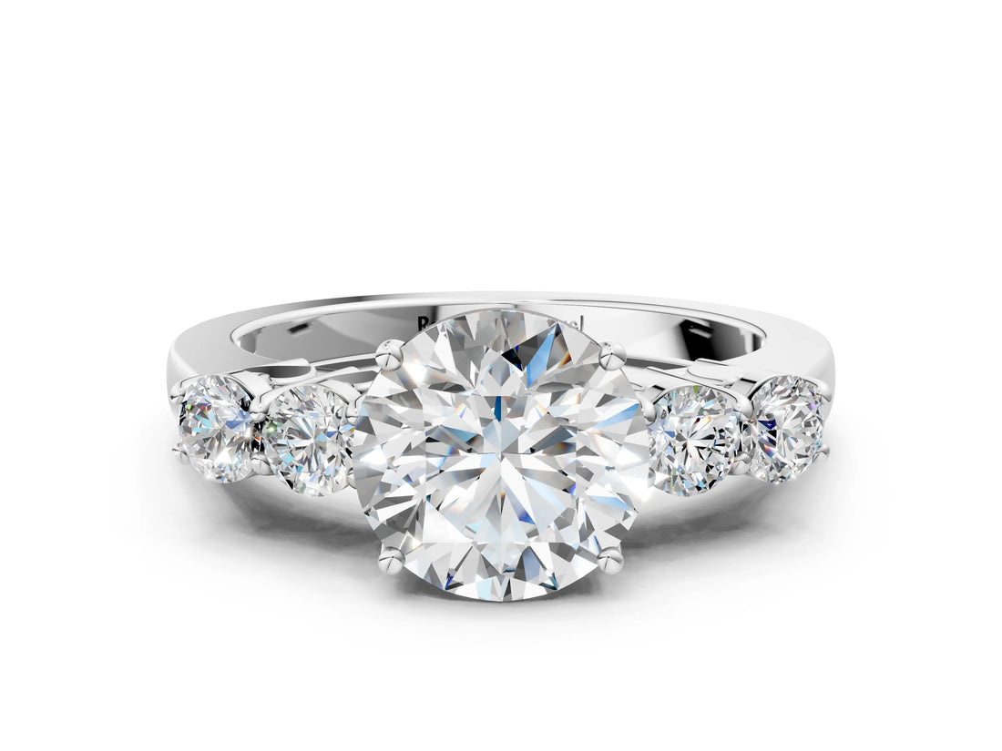 White gold Round Cut Diamond Five-Stone Prong Set White Gold Ring_50