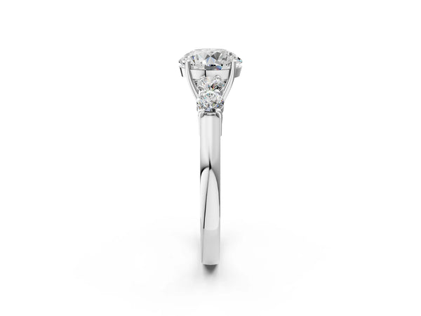 White gold Round Cut Diamond Five-Stone Prong Set White Gold Ring