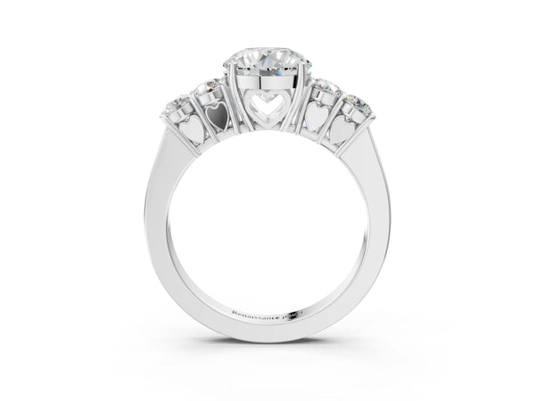 White gold Round Cut Diamond Five-Stone Prong Set White Gold Ring