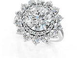 White gold Round Cut Diamond Floral Double Halo Engagement Ring with Prong Setting_48