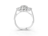 White gold Round Cut Diamond Floral Double Halo Engagement Ring with Prong Setting_98