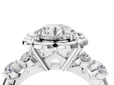 White gold Round Cut Diamond Floral Halo Engagement Ring with Shared Prong Setting 5