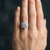 White gold Round Cut Diamond Floral Halo Pave Band with Prong Setting_12