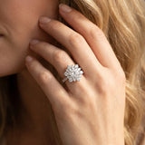 White gold Round Cut Diamond Floral Halo Pave Band with Prong Setting_14