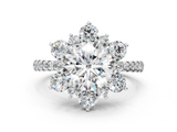 White gold Round Cut Diamond Floral Halo Pave Band with Prong Setting_56