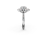 White gold Round Cut Diamond Floral Halo Pave Band with Prong Setting_58