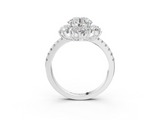 White gold Round Cut Diamond Floral Halo Pave Band with Prong Setting_58