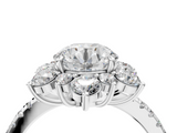 White gold Round Cut Diamond Floral Halo Pave Band with Prong Setting_60