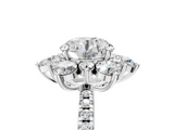 White gold Round Cut Diamond Floral Halo Pave Band with Prong Setting_61
