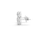 White gold Round Cut Diamond Graduated Three-Stone Stud Earrings_1