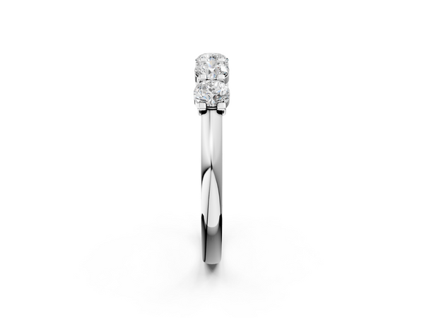 Platinum Round Cut Diamond Half Eternity Band with Prong Setting