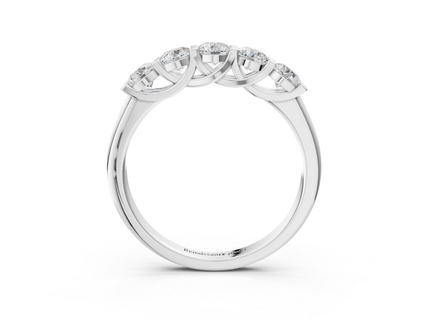 Platinum Round Cut Diamond Half Eternity Band with Prong Setting