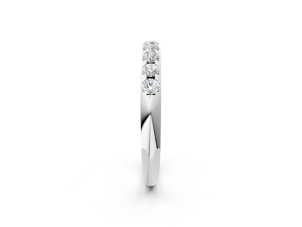 Platinum Round Cut Diamond Half-Eternity Band with Shared Prong Setting