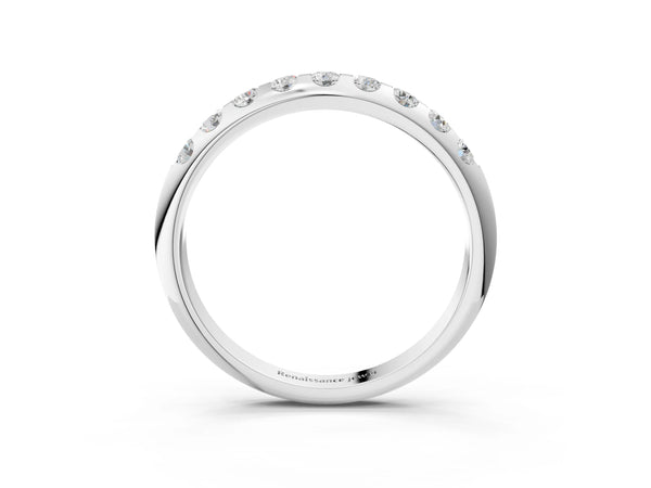 Platinum Round Cut Diamond Half-Eternity Band with Shared Prong Setting