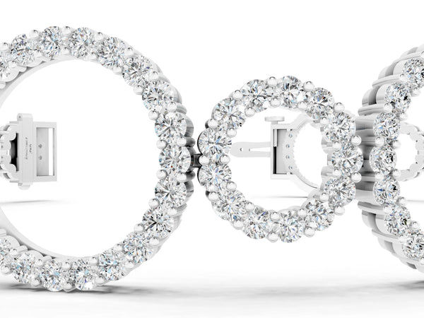 White gold Round Cut Diamond Halo Circle Link Bracelet with Pave Setting