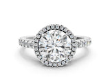 White gold Round Cut Diamond Halo Engagement Ring with Pavé Band and Prong Setting_27