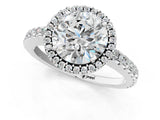 White gold Round Cut Diamond Halo Engagement Ring with Pavé Band and Prong Setting_28