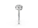 White gold Round Cut Diamond Halo Engagement Ring with Pavé Band and Prong Setting_29