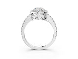 White gold Round Cut Diamond Halo Engagement Ring with Pavé Band and Prong Setting_30