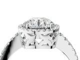 White gold Round Cut Diamond Halo Engagement Ring with Pavé Band and Prong Setting_31