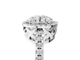 White gold Round Cut Diamond Halo Engagement Ring with Pavé Band and Prong Setting_32